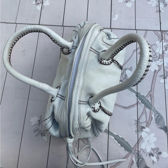 Carlos Falchi White Satchel with Black Stitching - Picture 4 of 9